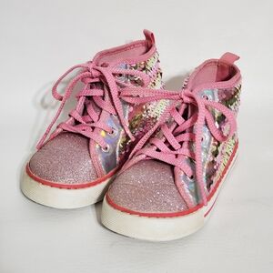Laura Ashley Pink Glitter Sequin Kids Sneakers